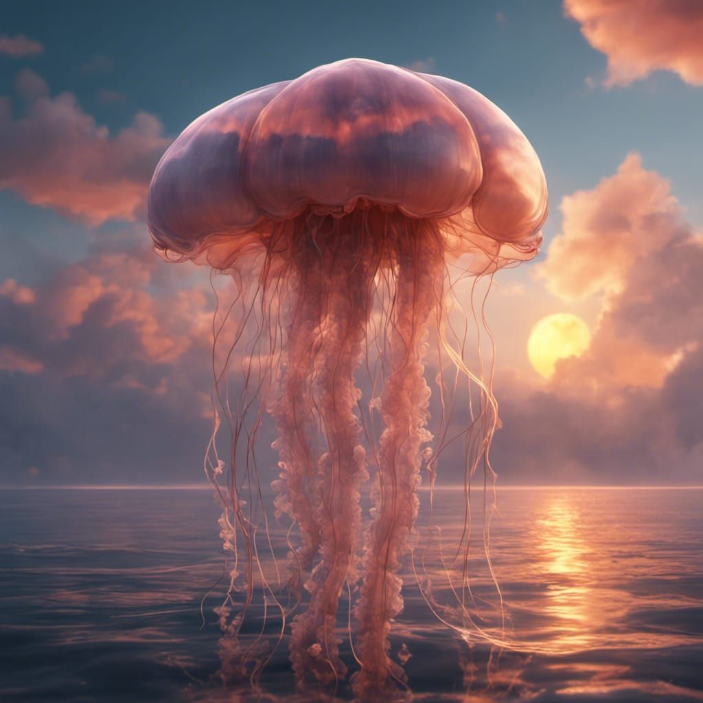 Cloud Jellyfish in Ocean Sky: Fantasy Concept Art