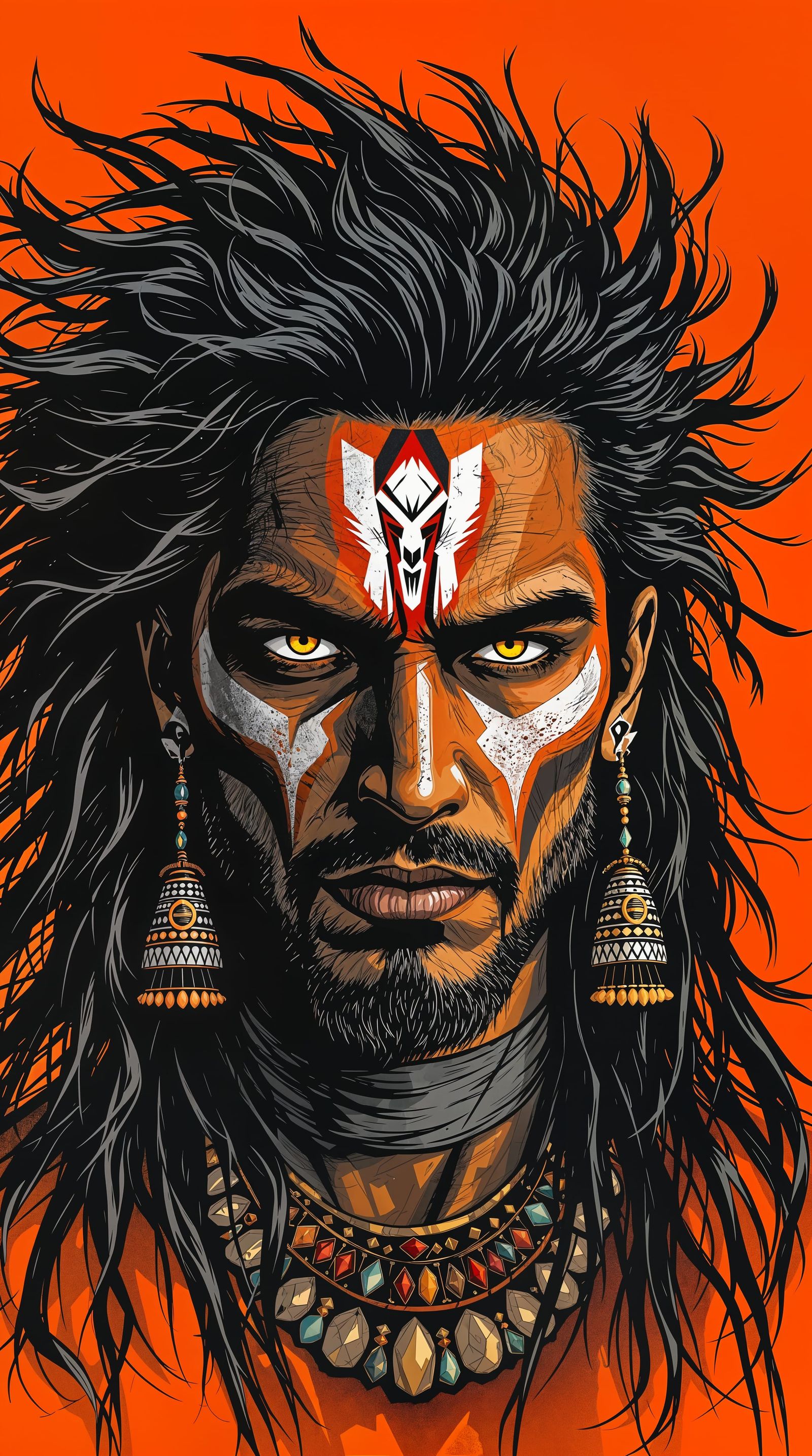 Soulful Warrior in Vibrant Orange