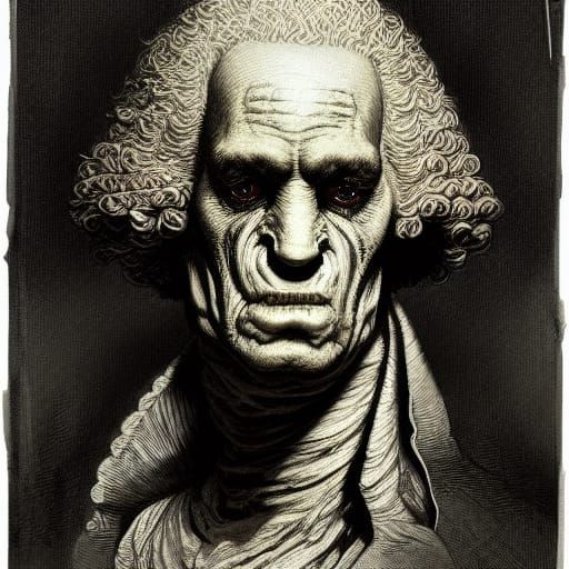 Muppet Giger George Washington Monster in Horror Style