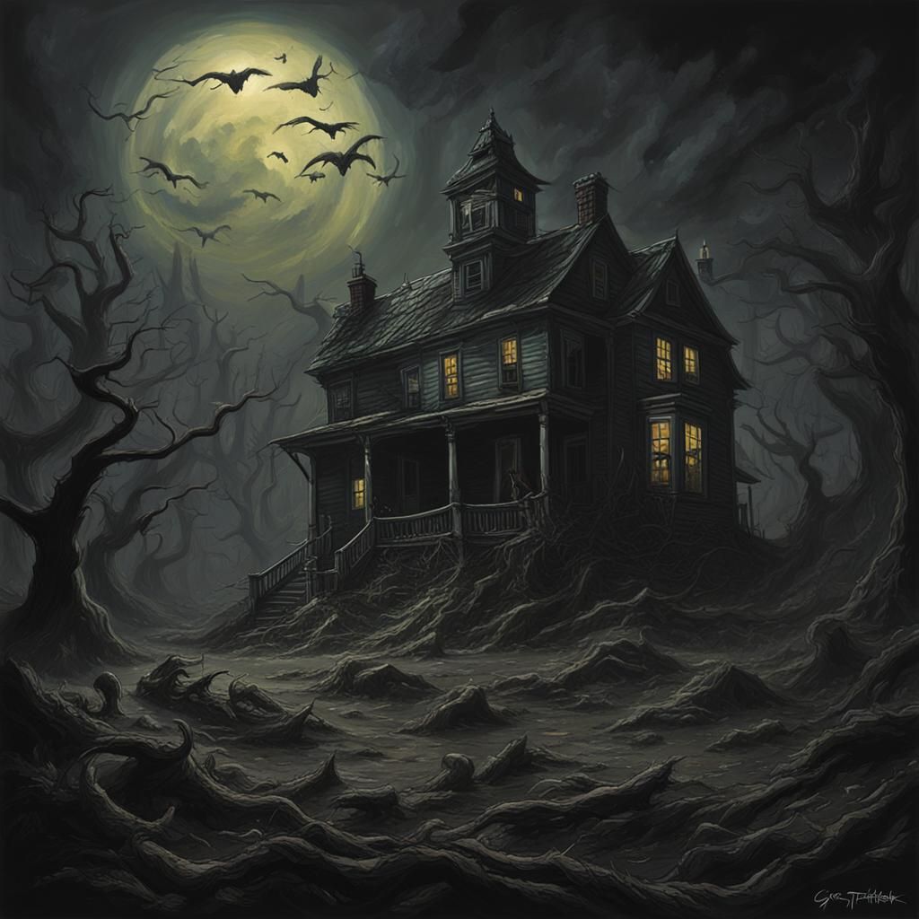 Sinister Nightmare Scene in Dark Fantasy Style