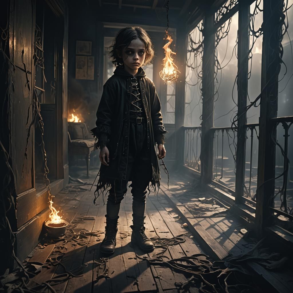Gothic Fantasy: Child in Abandoned House