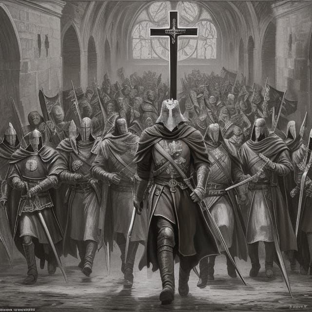Knights Templar Betrayal in Expressionist Style