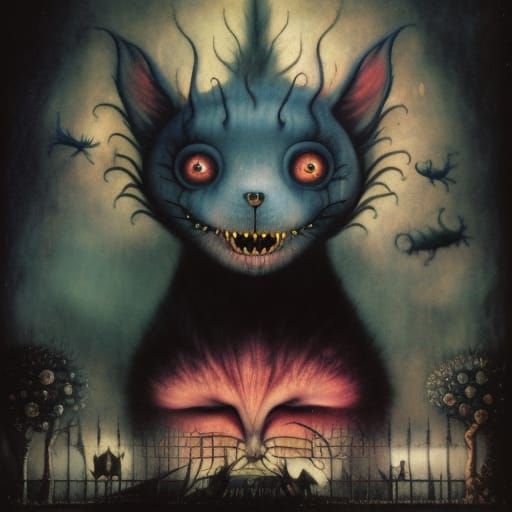 Friendly Blue Monster in Surreal Dreamscape