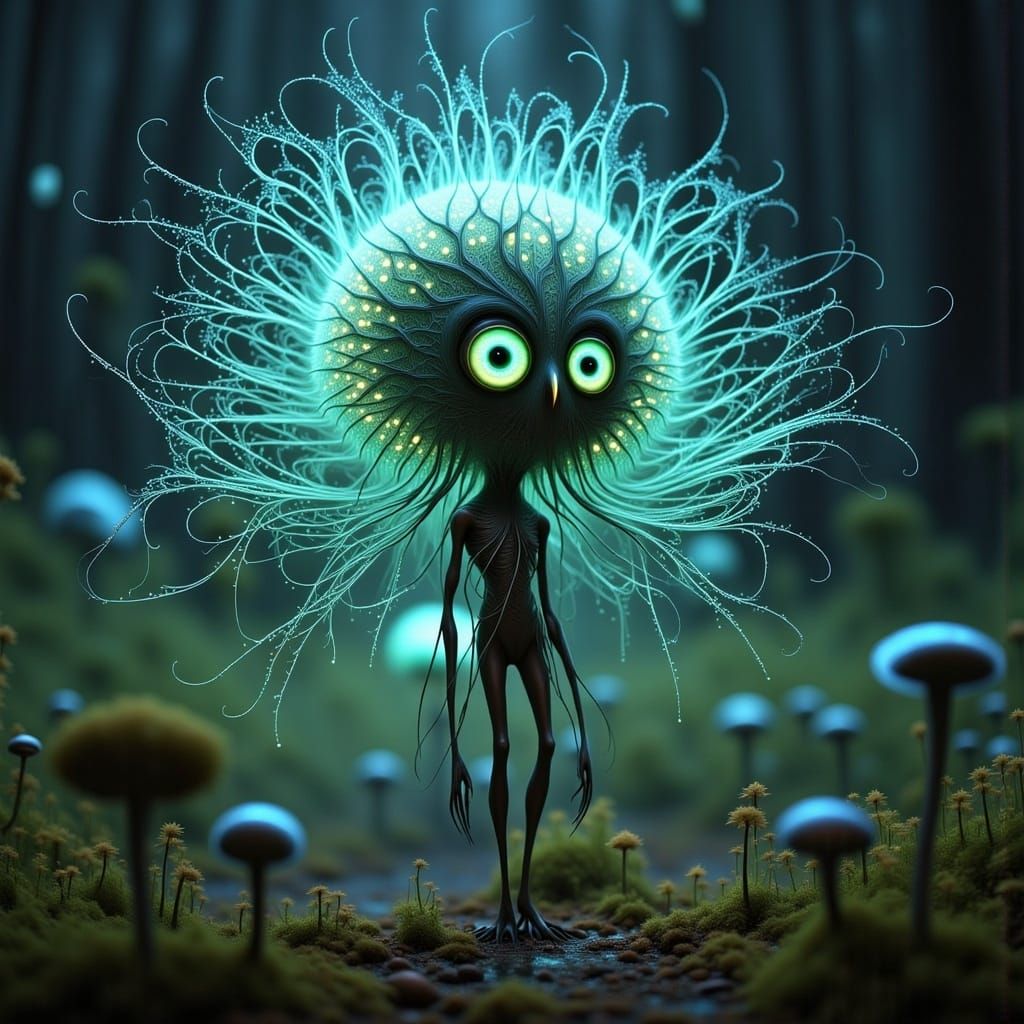 Enigmatic Swamp Being in Iridescent Splendor