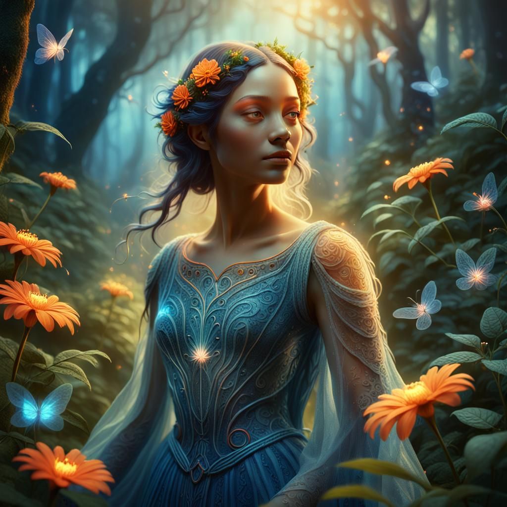 Mystical Forest Figure in Ethereal Fantasy Art