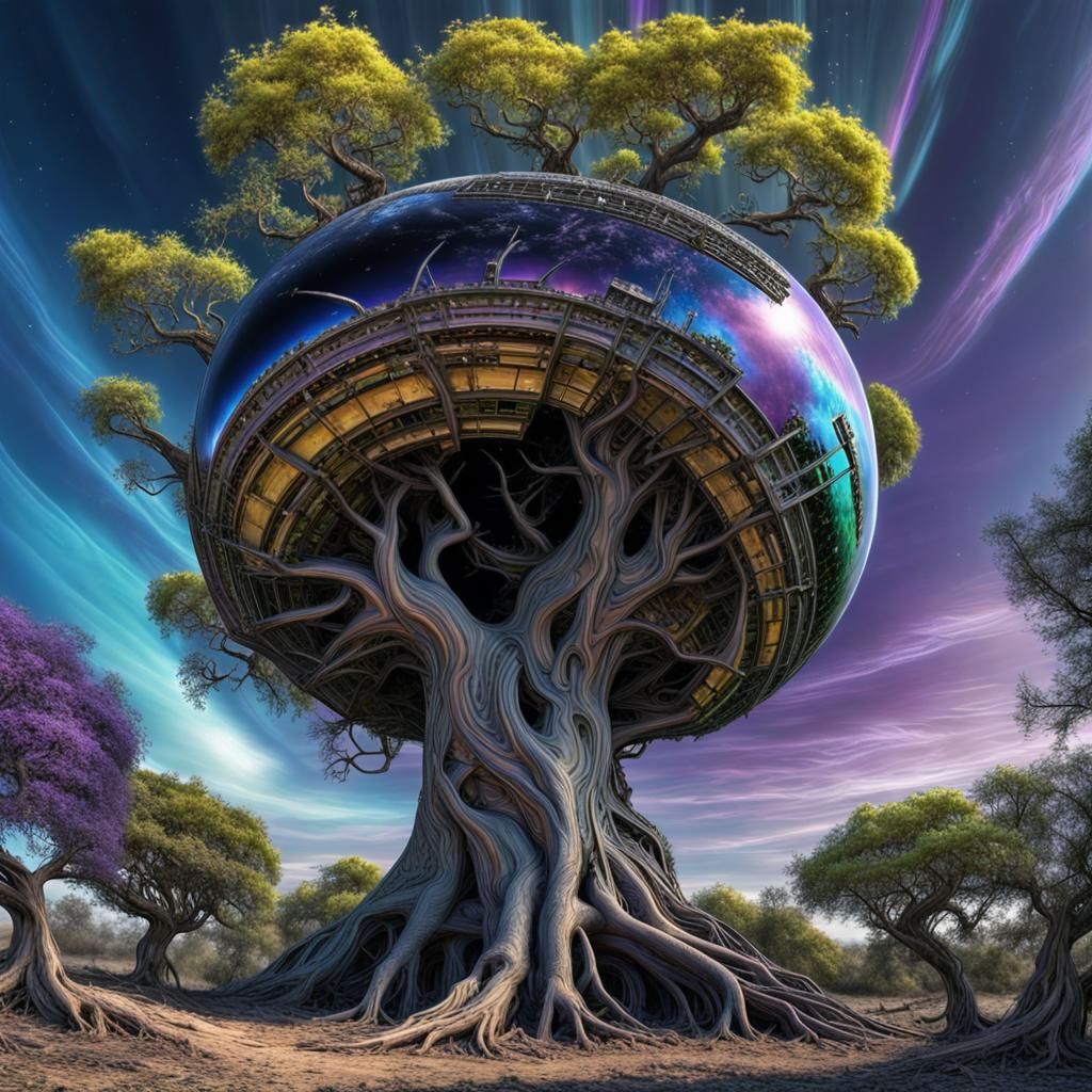 Crashed Spaceship on Alien Planet in Hyperrealism