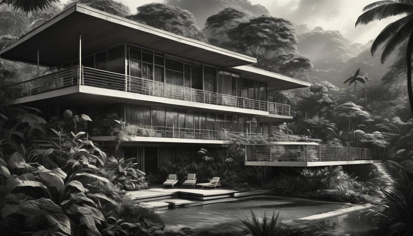 Tropical Mid-Century Modern Home in Scratchart Style