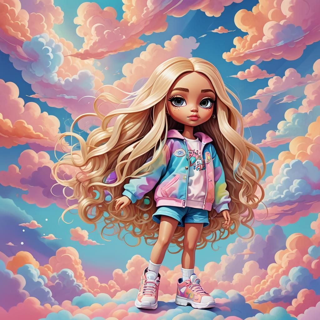 Bratz Doll in Trippy Abstract Dreamscape Digital Art