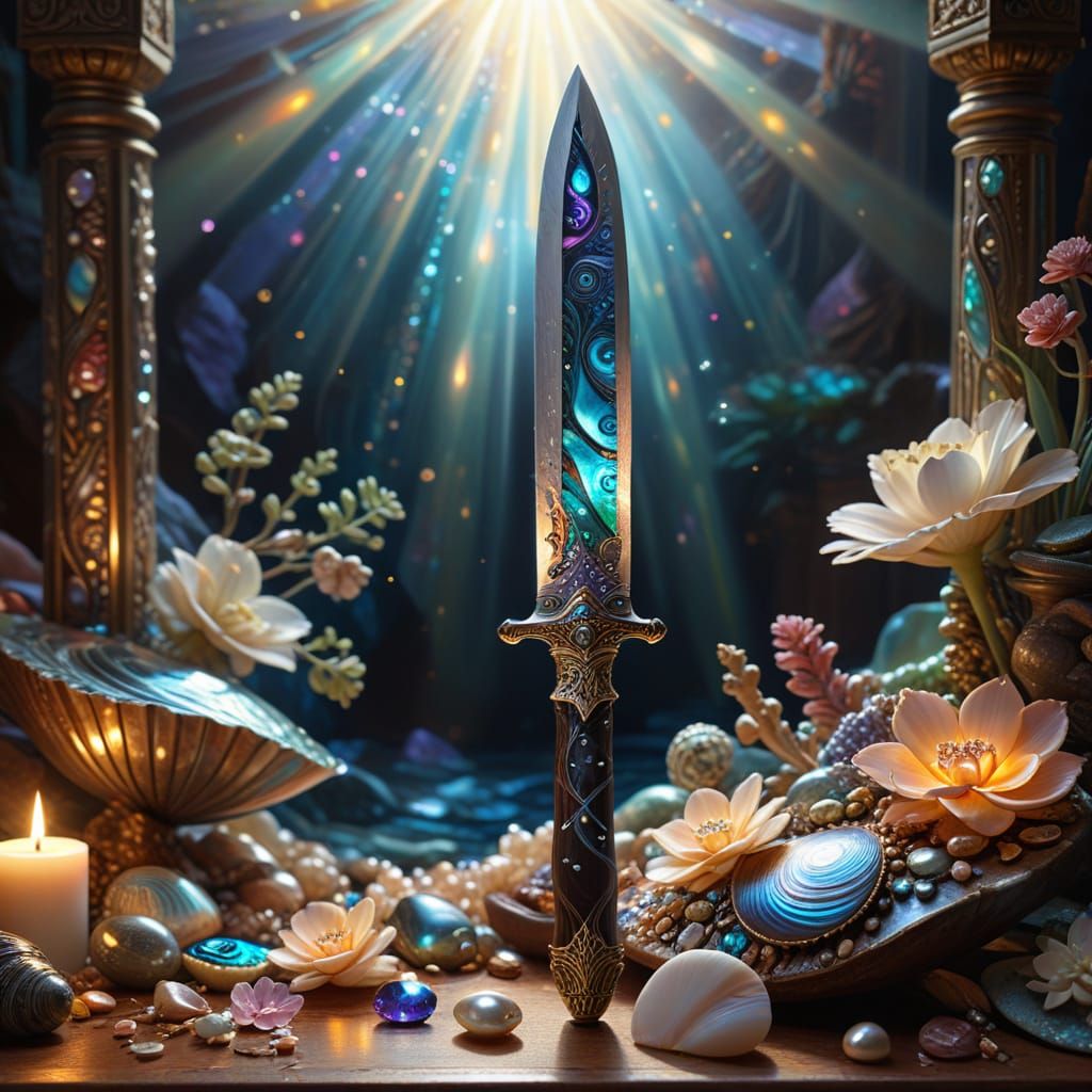 Epic Cinematic Masterpiece with Ritualistic Knife and Irides...