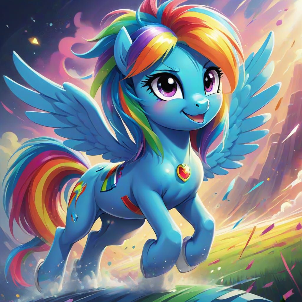 Vibrant Equestria Girl Rainbow Dash in Bold 2D Anime Style