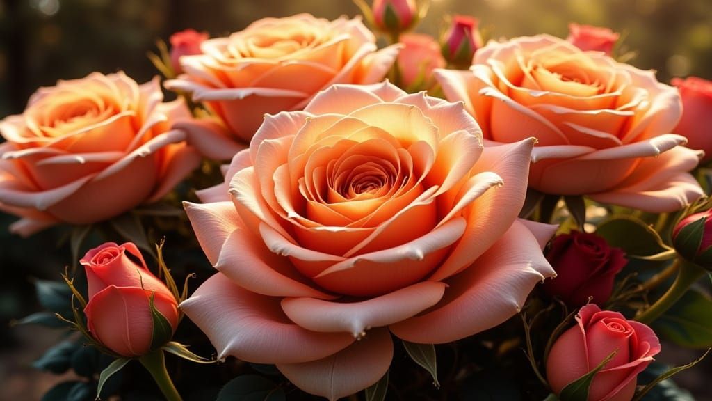 Vibrant Multi-Colored Roses in Cinematic 3D Render