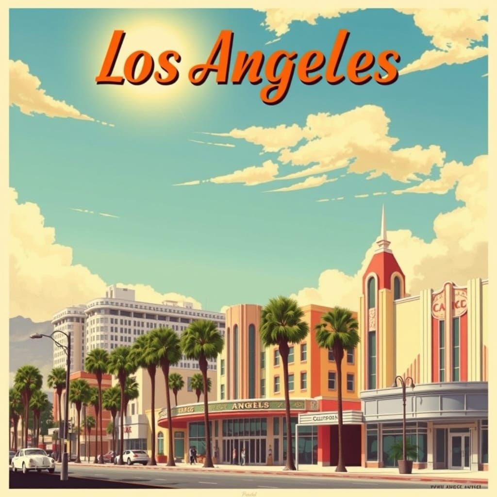 Los Angeles: Vintage 1940s Travel Poster Art
