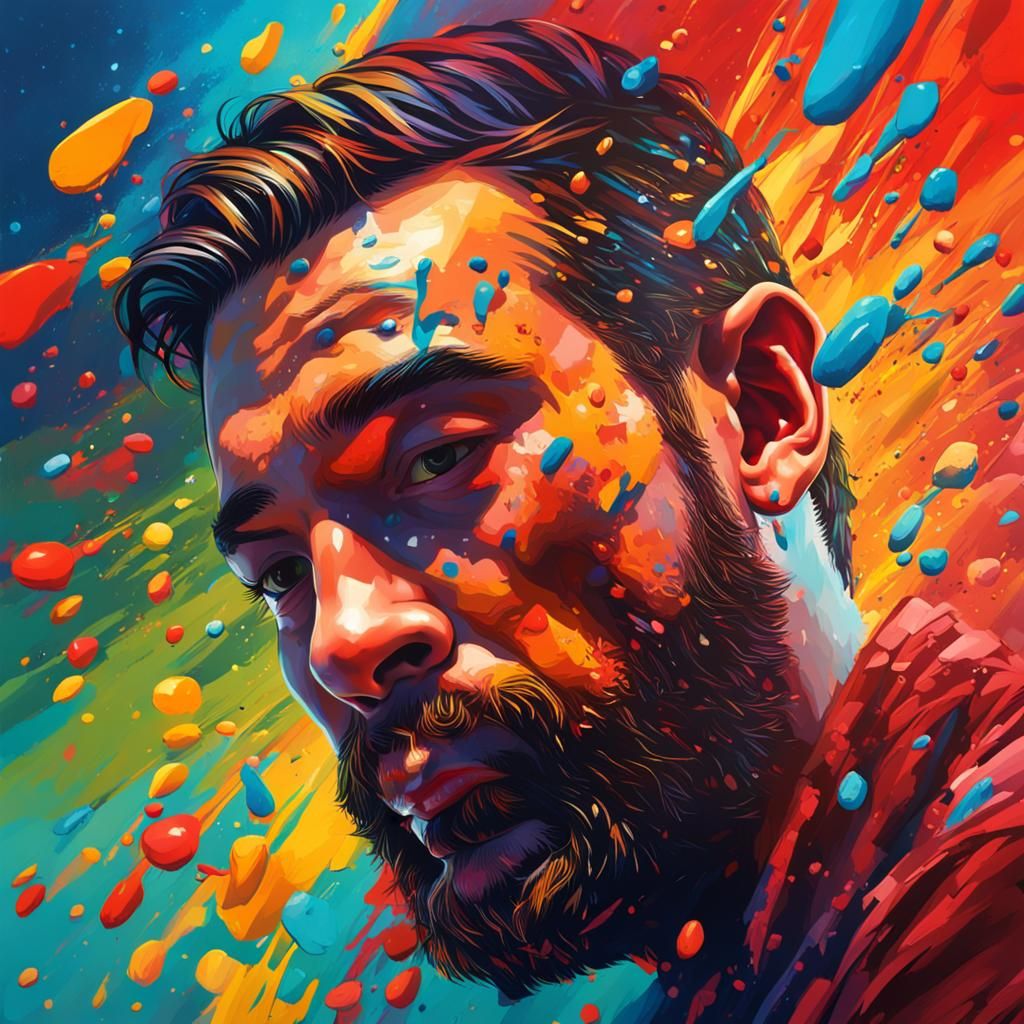 Hyperrealistic Portrait with Dramatic Lighting and Color