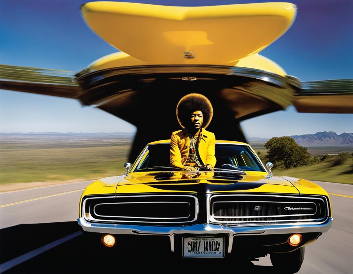 Jimi Hendrix Drives a Psychedelic Dodge Charger