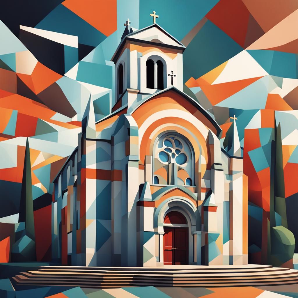 Romanesque Church in Galicia: Cubist Art Deco Style