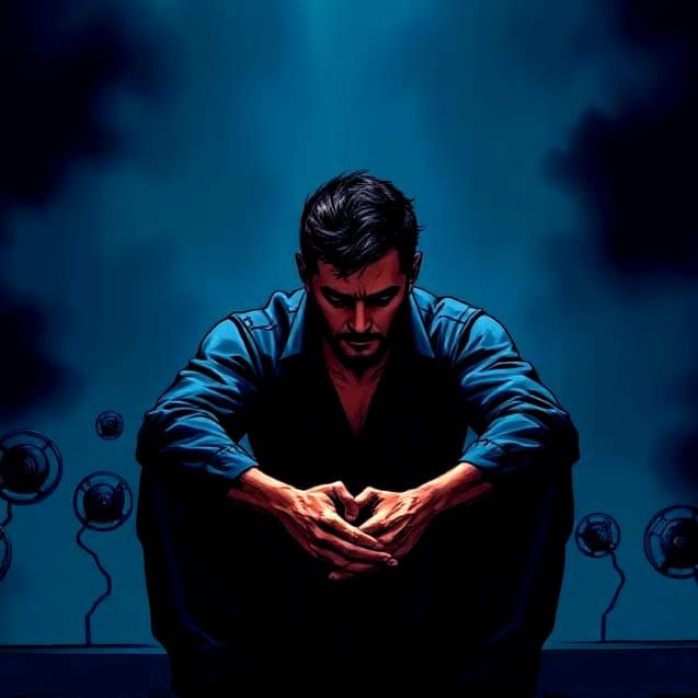 Silent Turmoil: Comic Book Illustration of Grief