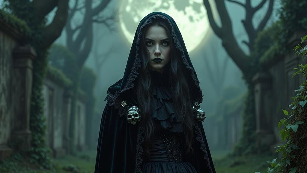 Hyperrealistic Witch Portrait in Gothic Halloween Style