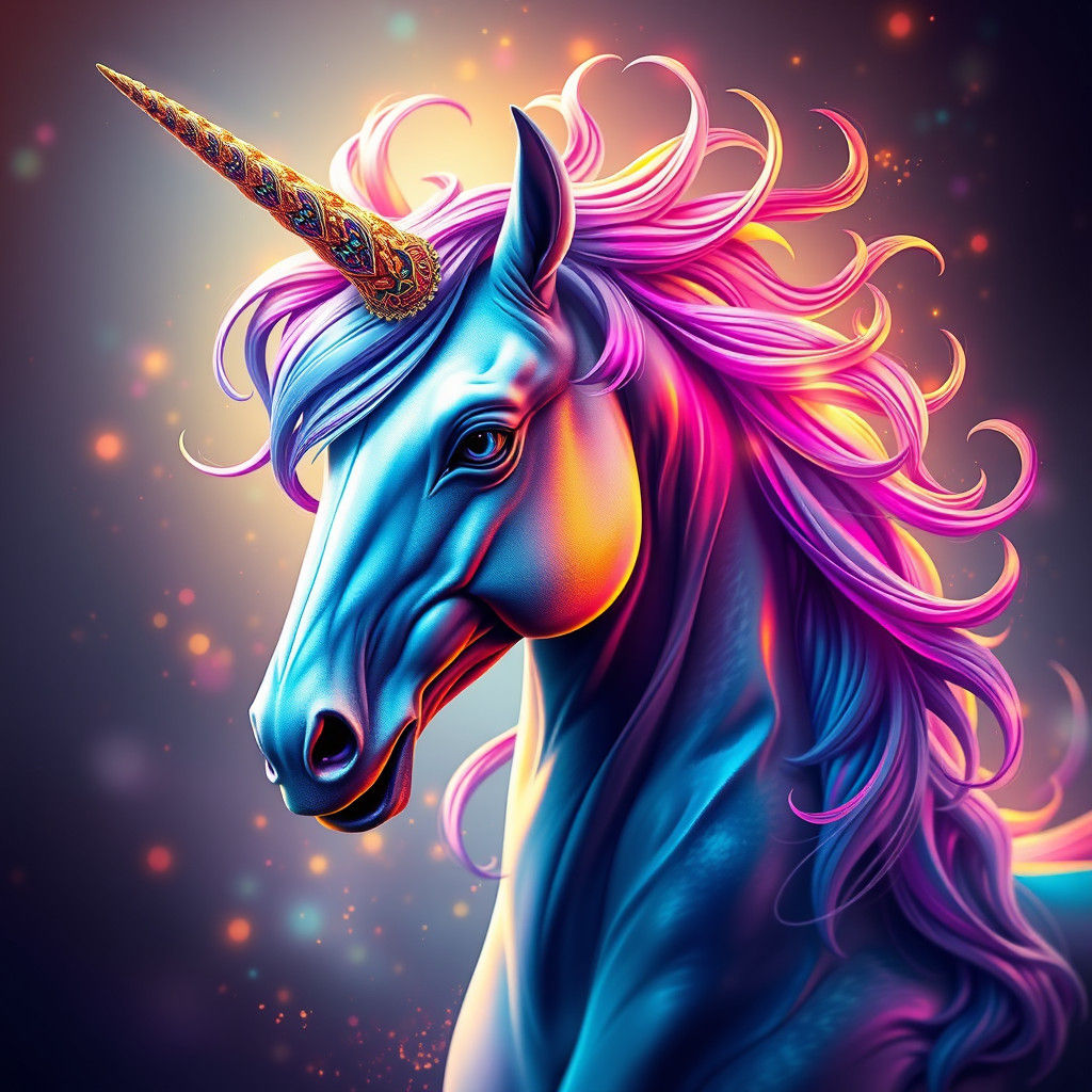 Majestic Unicorn Portrait in Art Nouveau Style