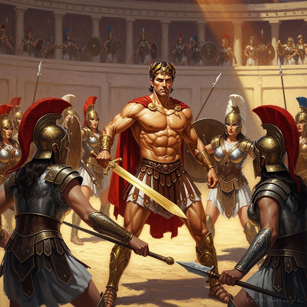 King Theseus Battles Amazon Warriors in Epic Fantasy Art