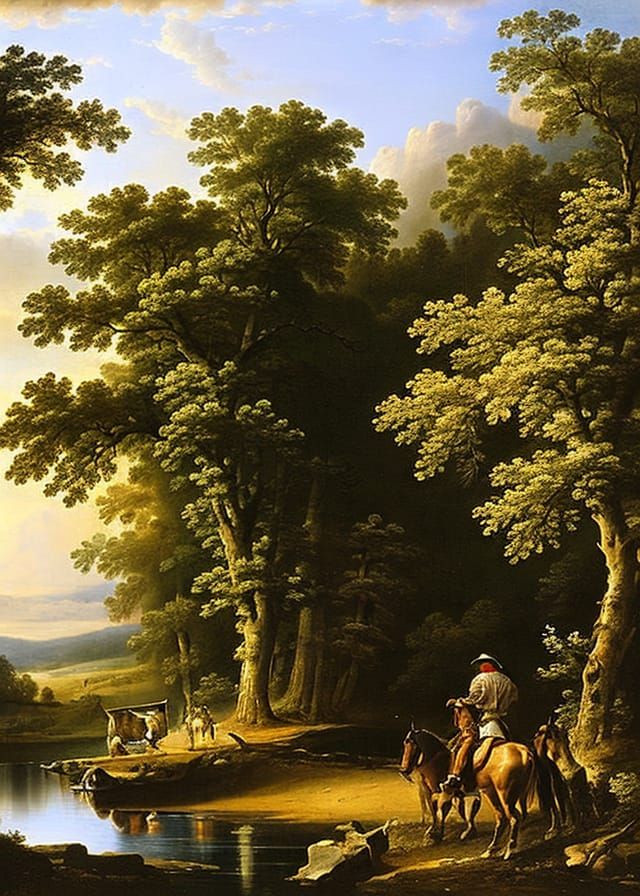 Luminist Landscape with Village and River