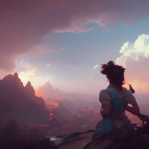 Hyperdetailed Clouds in Art Nouveau Style