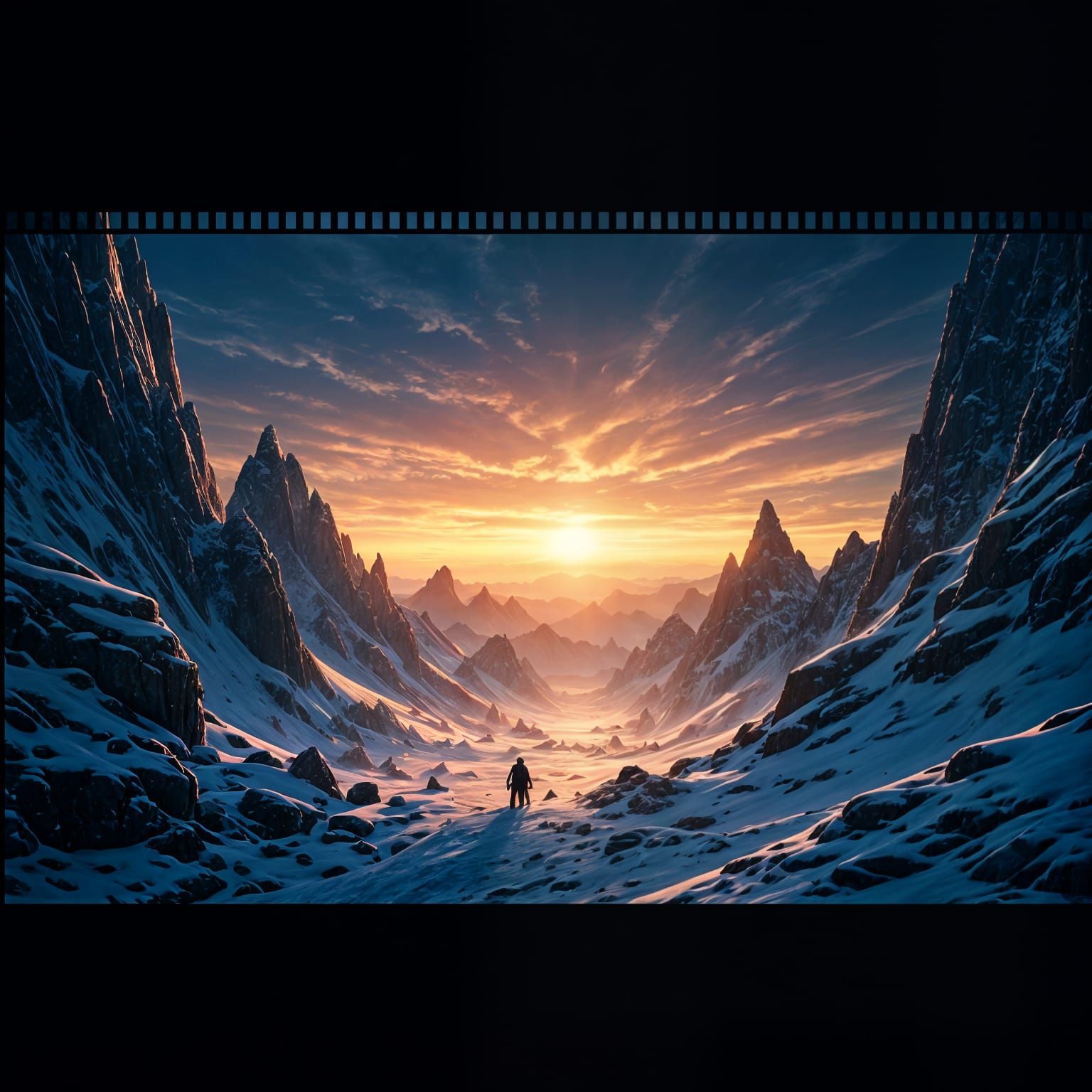 Epic Winter Sunset Masterpiece in Cinematic Film Style