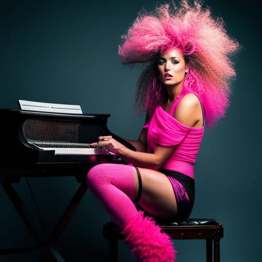 Retro 80s Pop Star with Keyboard Guitar