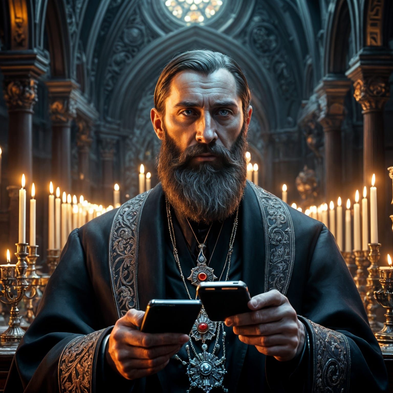 Hyperrealistic Portrait of Rasputin in Sci-Fi Style