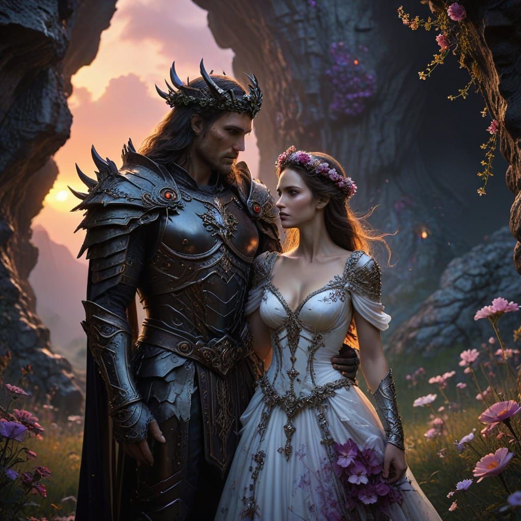 Hades and Persephone in Dark Fantasy Style
