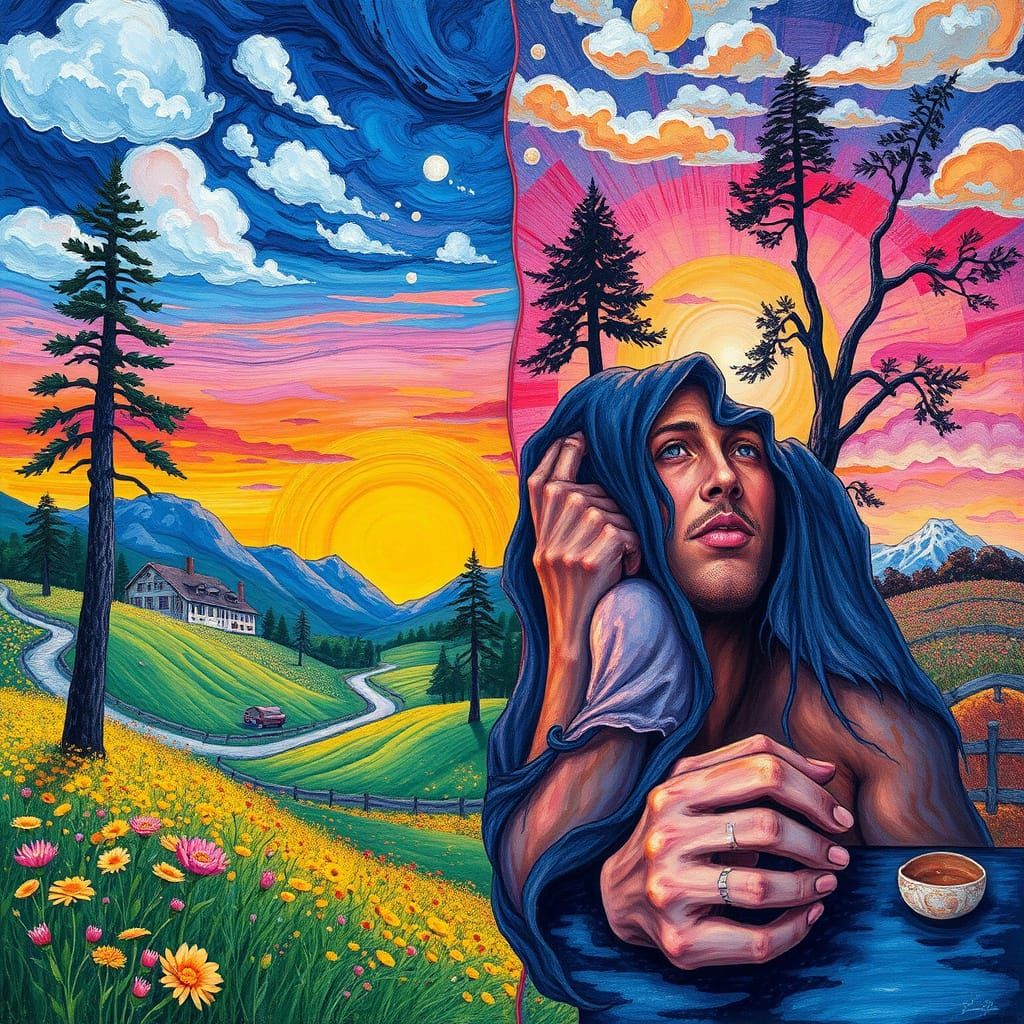 Double-Sided Masterpiece in Vibrant Gouache