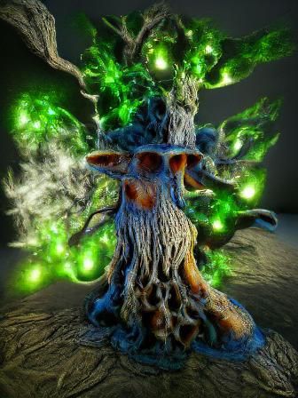 Enchanting Tree Ent Wizard Casting Magic, Hyperrealistic