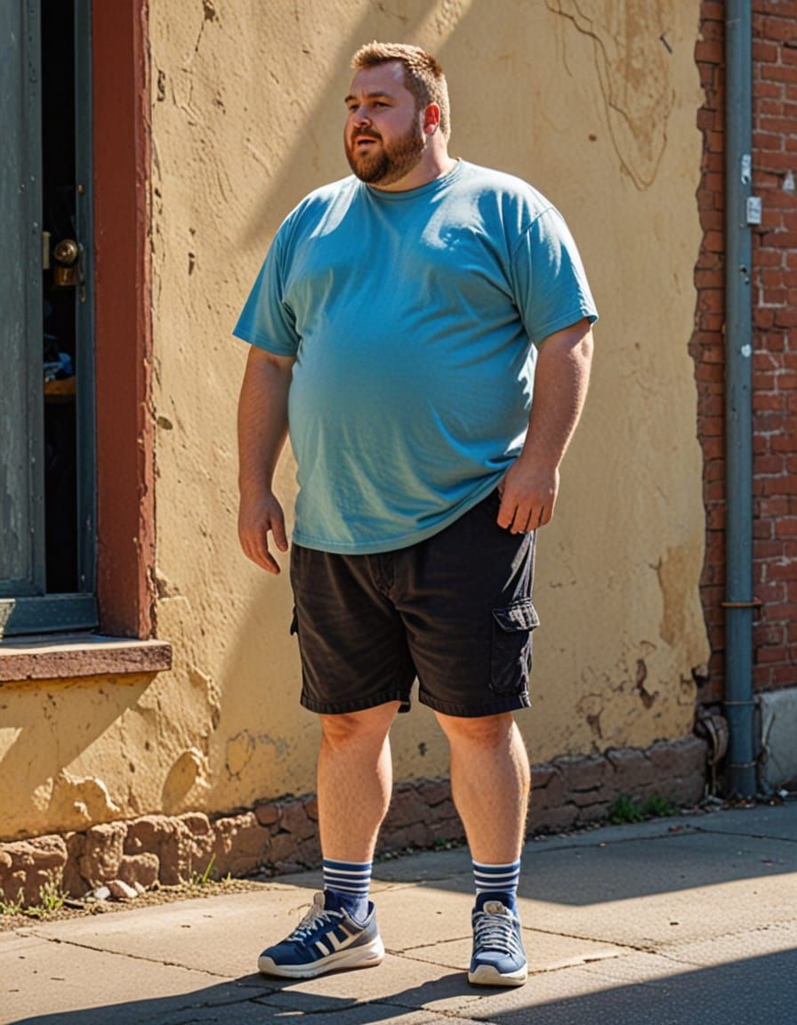 Humorous Oil Painting of a Man Gazing Dreamily