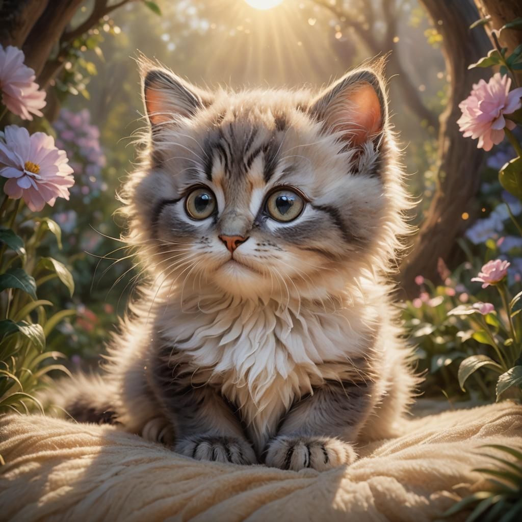 Adorable Kitten Portrait in Ethereal Light