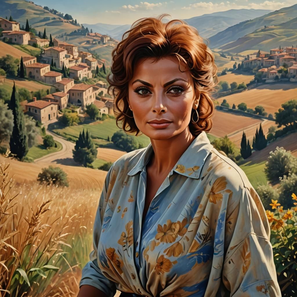 Sophia Loren Portrait in a Photorealistic Style