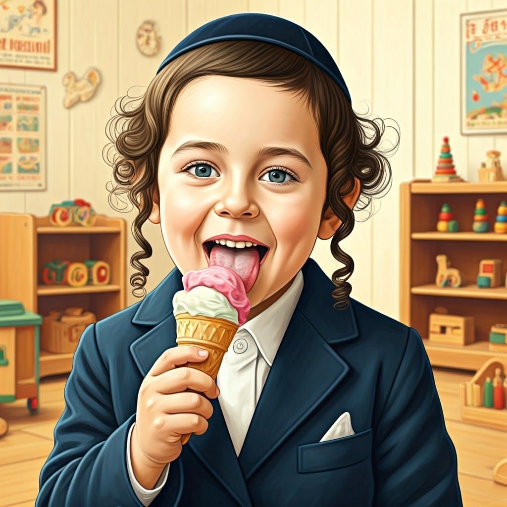 Boy with Ice Cream: Graphite Drawing in Kindergarten