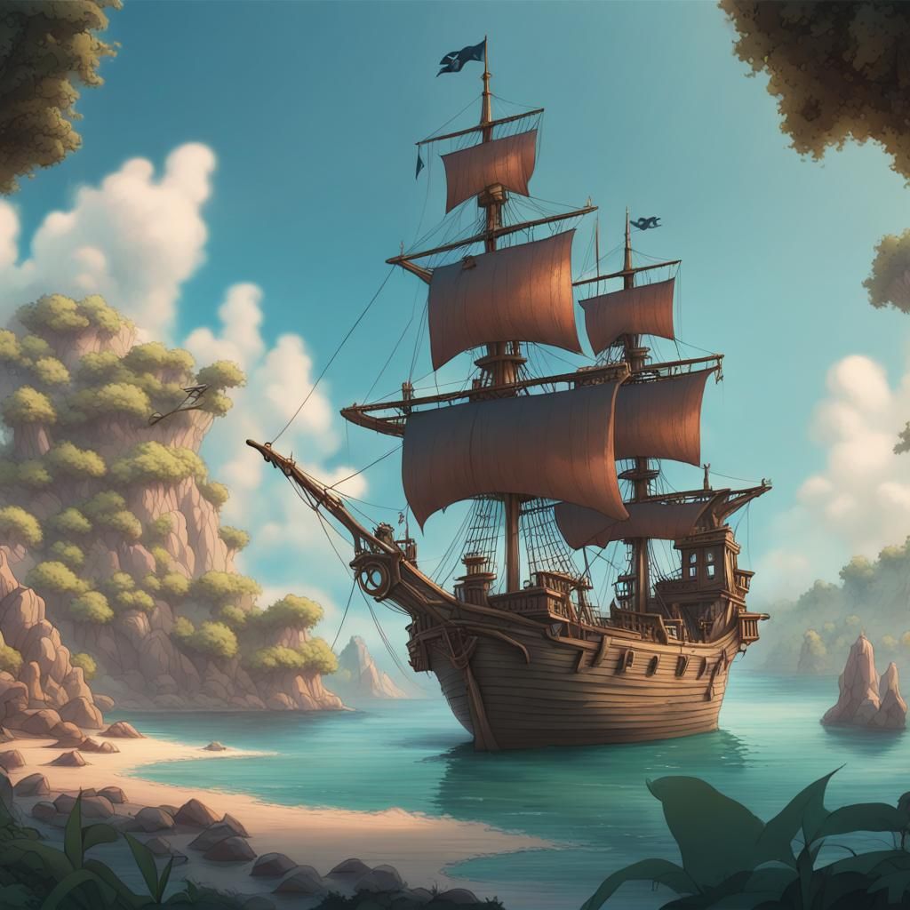 Pirate Ship in Disney Animation Style