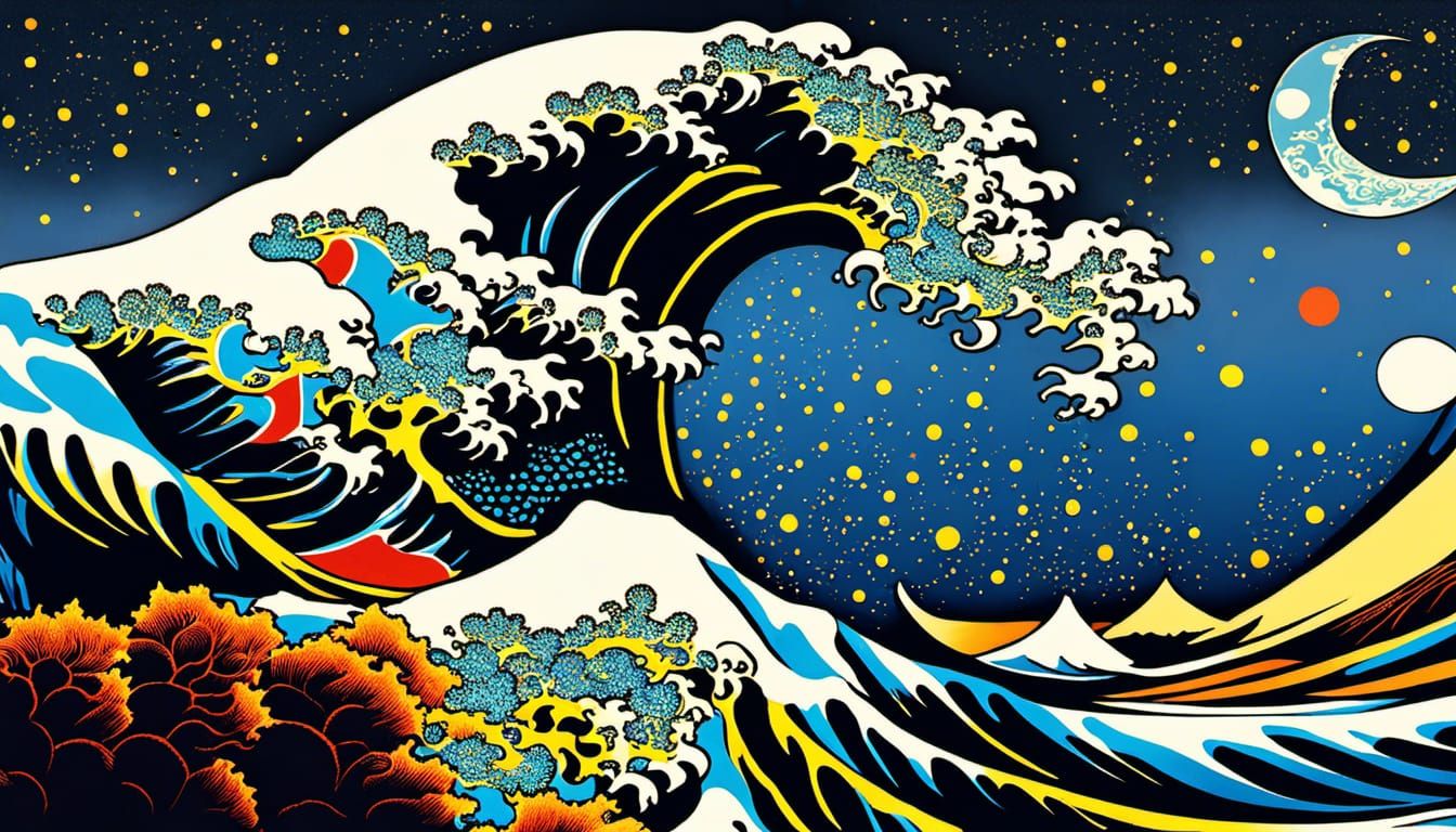 Ukiyo-e Van Gogh Hyperrealistic Ouroboros Concept Art