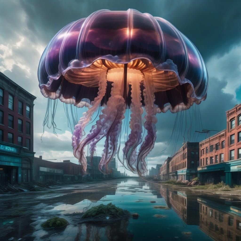 Giant Jellyfish Float Over Dystopian Victorian City