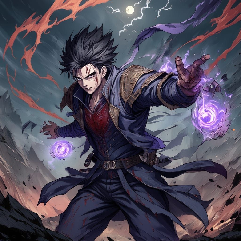 Anime Hero Battles On Desert Cliff in Vibrant Style