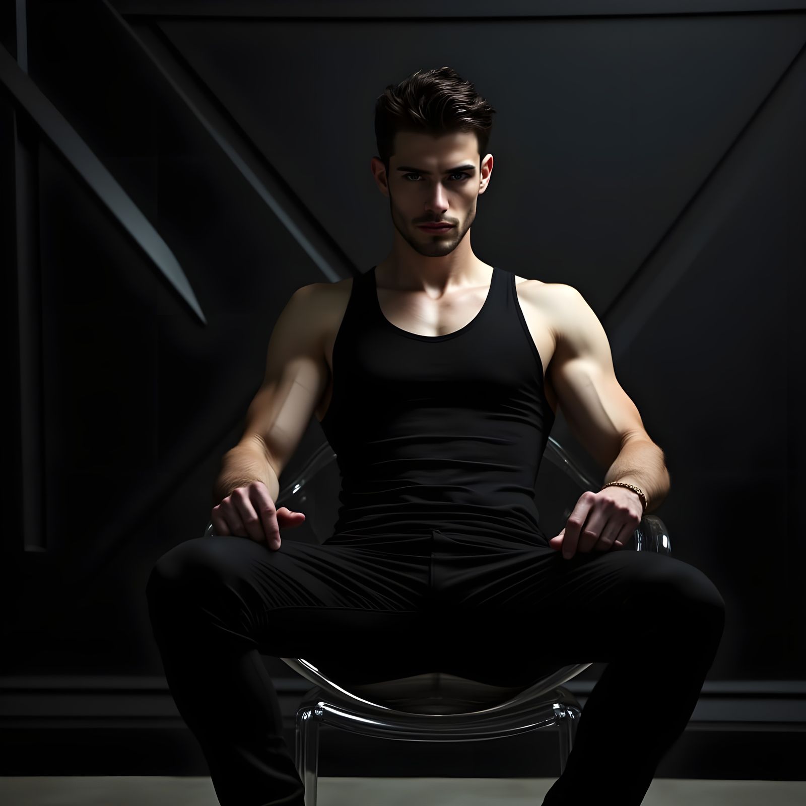 Dramatic Portrait of Muscular Man in Photorealistic Style