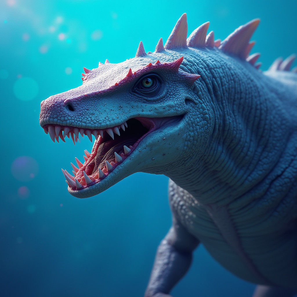 Hybrid Shark-Dinosaur Portrait in Fantastical Style