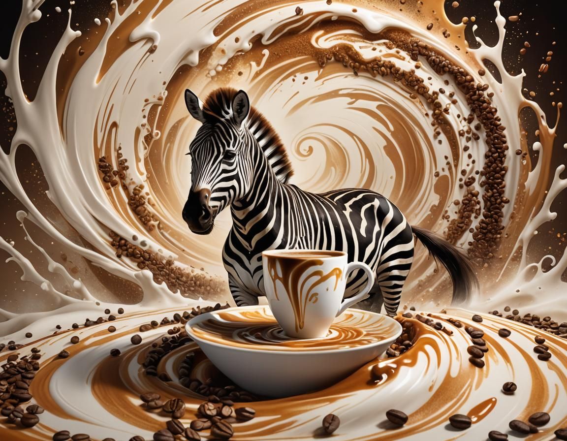 Zebra Latte Art in Fantasy Style