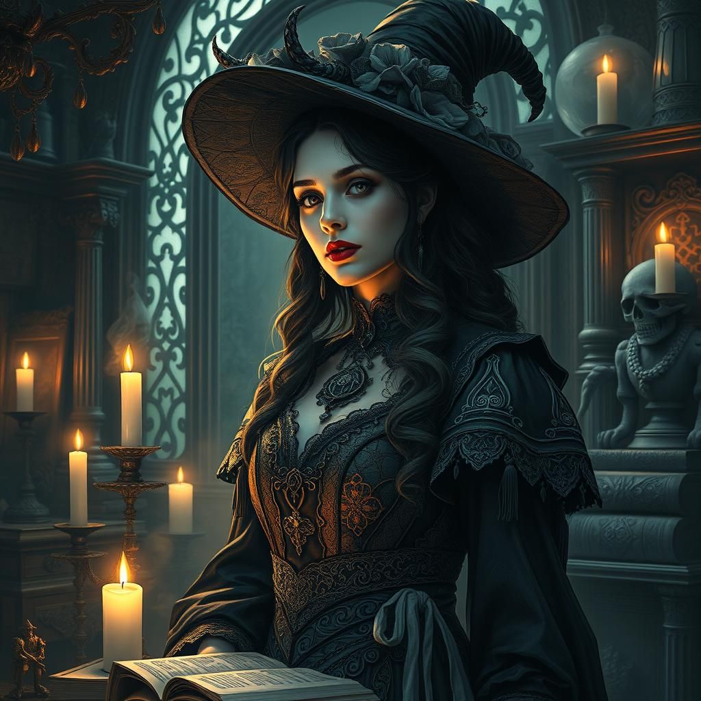 Enya as Victorian Witch in Mystical Chamber