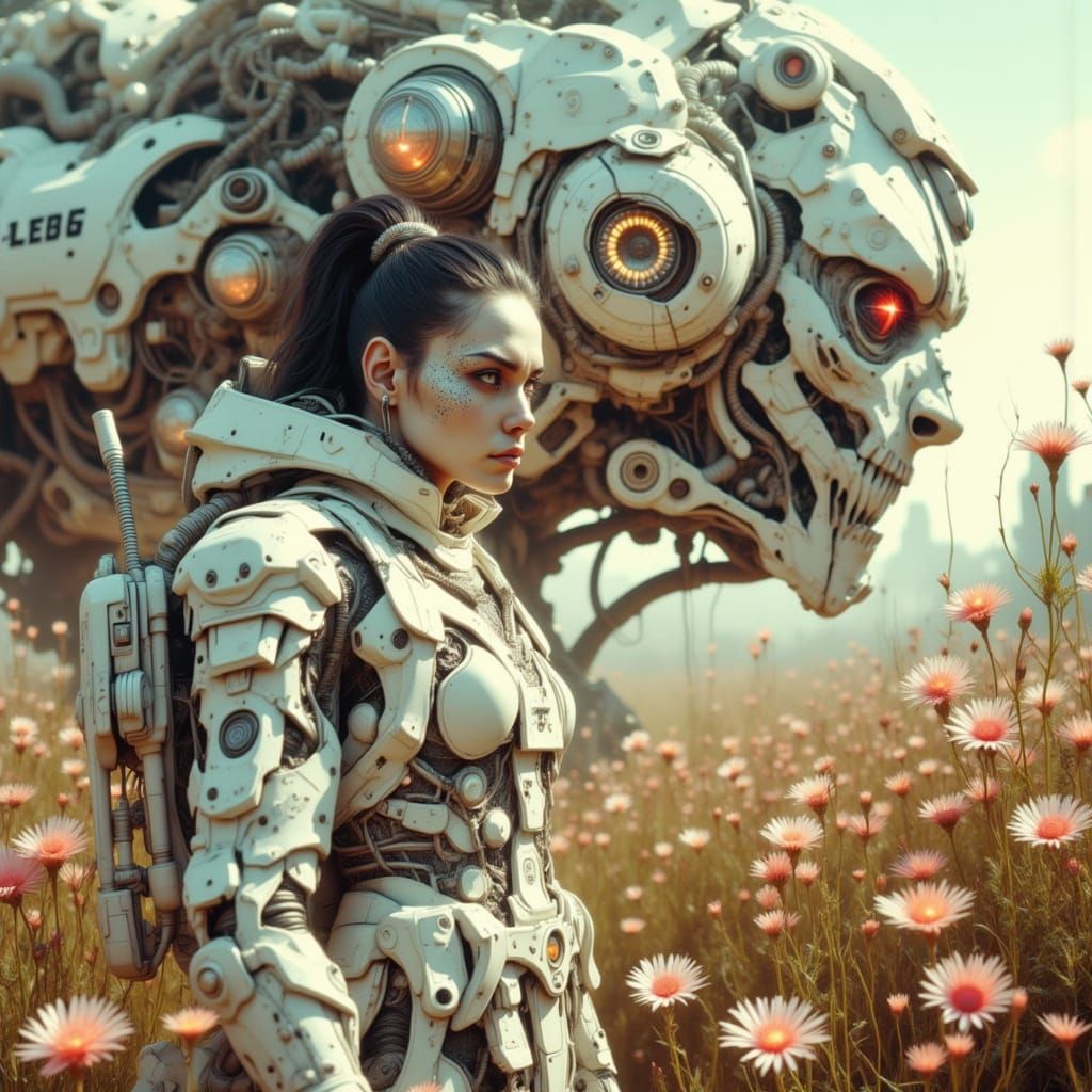 Alien Male Portrait with Bioluminescent Flowers