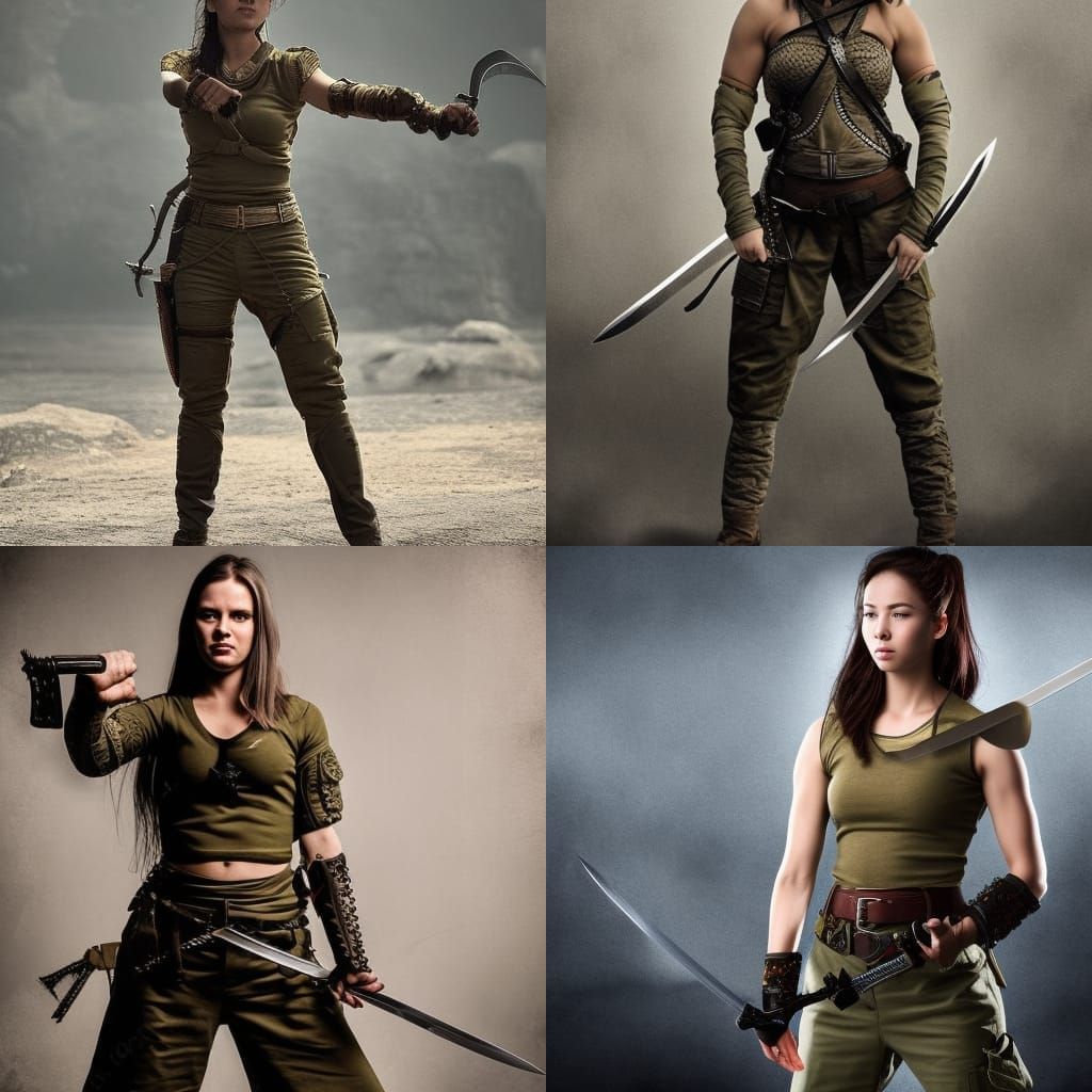 Female Sword Fighter with Pistols: Digital Matte Painting