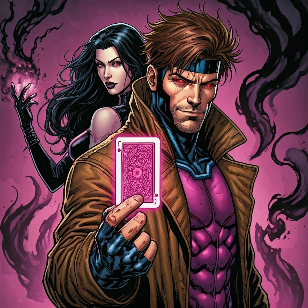 Gambit with a Mysterious Woman, Comic Book Art