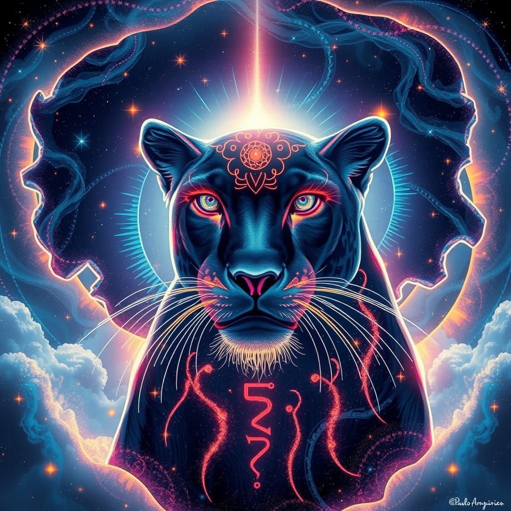 Cosmic Panther Radiating Astral Light in 8k