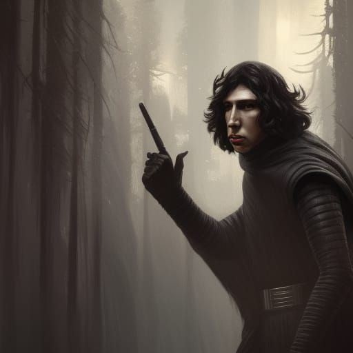 Hyperdetailed Kylo Ren Portrait in Dark Fantasy Art