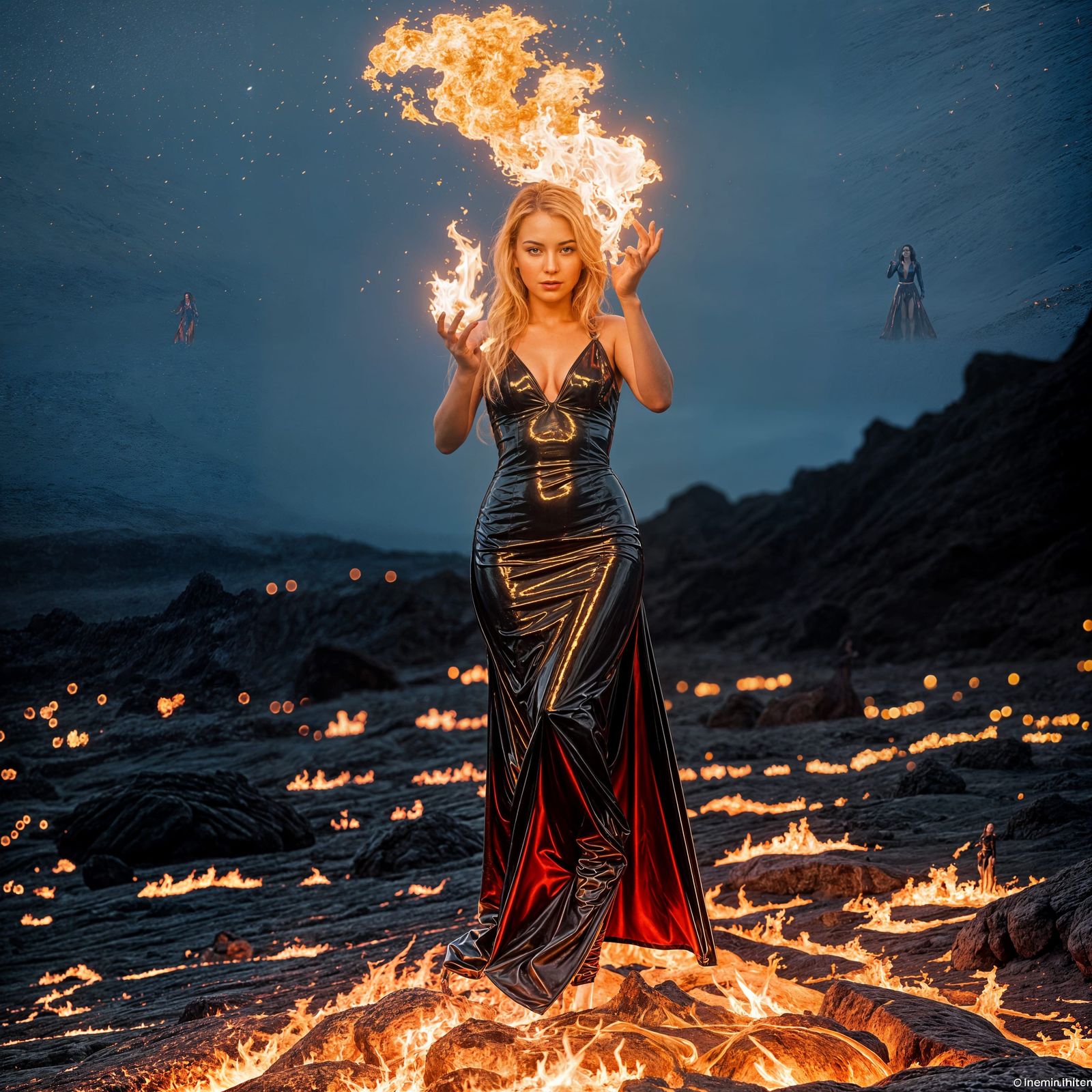 Fire Queen on Lava Throws Fire