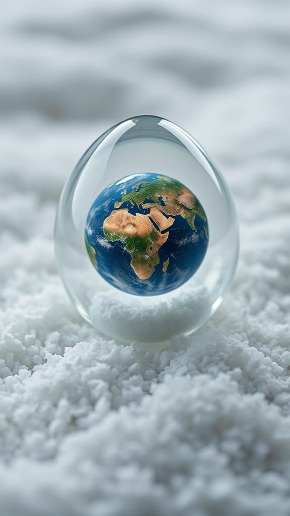 Earth in a Serene Glass Orb